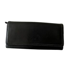 Coach Vintage Leather Black Trifold Snap Coin Zip Wallet Vintage